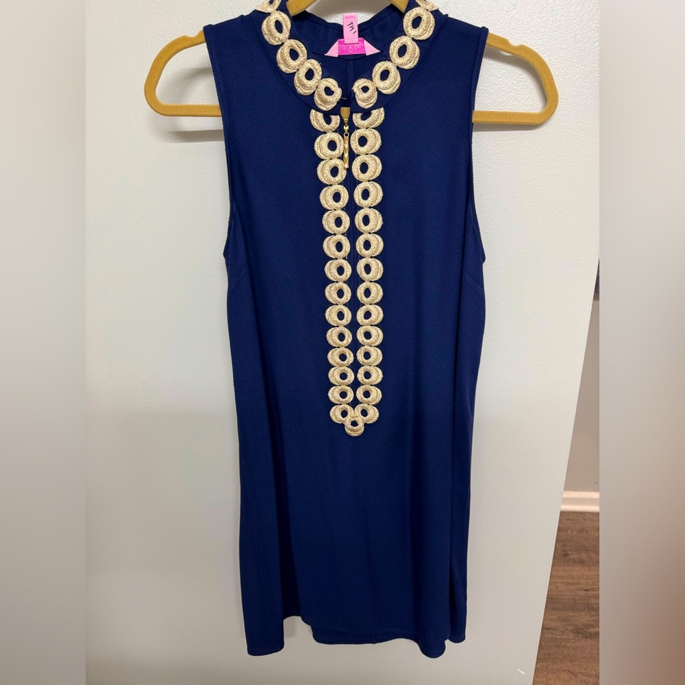 Lilly Pulitzer Navy Tank Dress with Gold Embellishments